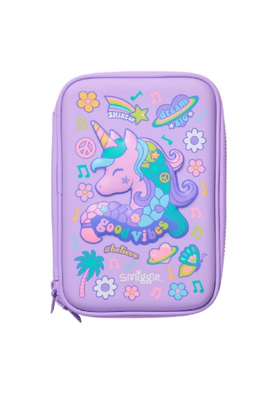 Smiggle All Stars Sert Kapaklı Çift Katlı Kalem Kutusu Mor