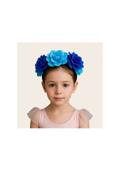 Blue Rose Crown- Mavi & Saks Gül Tacı Beyaz