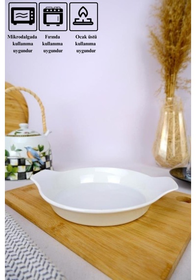 Digithome Porselen Kahvaltılık Sahan Isıya Dayanıklı Servis Sunum Tabağı Oval 18 Cm - 63393 C320.045