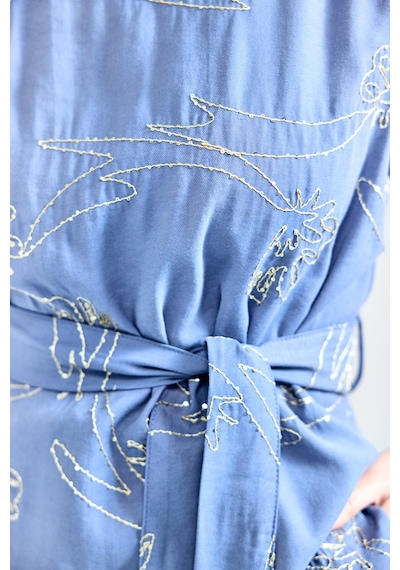 Sateen Dina Bluz - İndigo-137323