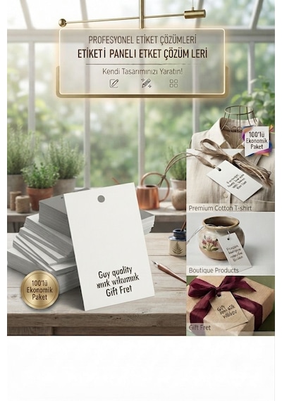 Premium Beyaz İpli Fiyat Etiketi 100'lü Marka, Ürün Ve Hediye Etiketi