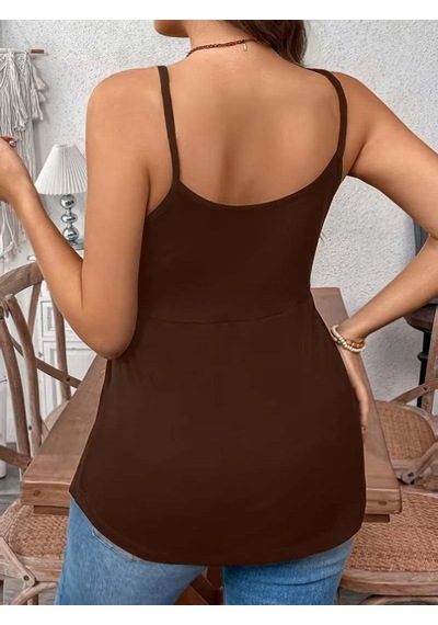 Efnaz Style Kadın Önden Çapraz Askılı Uzun Vıskon Bluz kahve