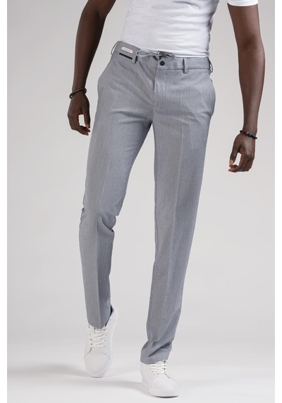 Ecer Slimfit Beli Yarım Lastikli Ve İplikli İnce Çizgili Yazlık Jogger Pantolon 001