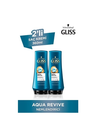 Gliss Aqua Revive Nemlendirici Saç Kremi 2 x 360 ML