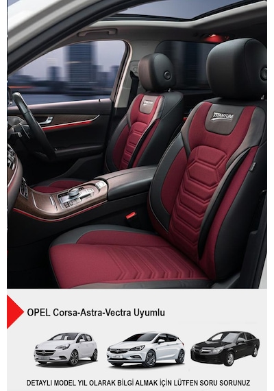 Titanyum Serisi Lüks Keten Üniversal Oto Koltuk Kılıfı Opel Corsa-astra-vectra Uyumlu Bordo