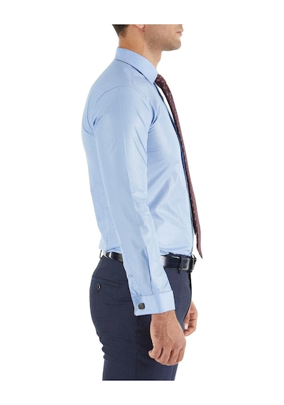 Efor Slim Fit Pamuk Saten Duble Manşetli Klasik Mavi Gömlek Gk 235 Mavi