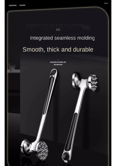 Çelik Çift Taraflı Biftek Et Döveceği Tırtıklı Çekiç Tipi 21 Cm Metal