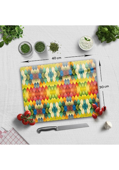 Cam Kesme Tahtası -cam Kesme Tablası Renk Cümbüşü 30cm X 40cm