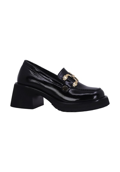 Albini 26101012r Rugan Deri Kadın Topuklu Loafer Siyah-39 Siyah