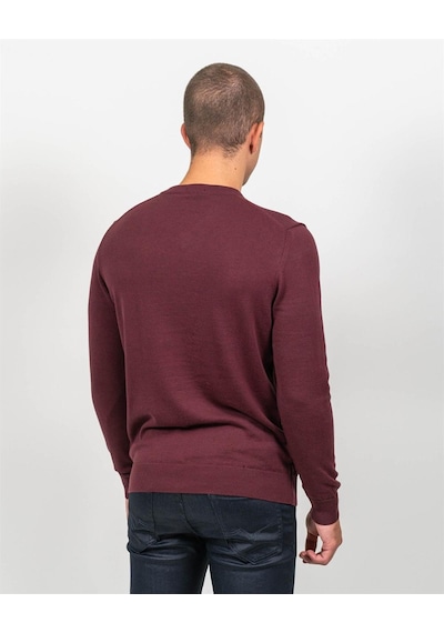 Erkek V Yaka Triko Slim Fit Pamuklu Kazak Ncs Jeans 3002-Bordo