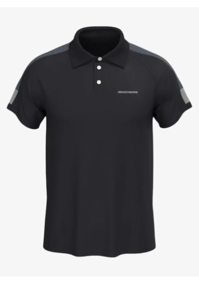Skechers Colorblock Erkek Polot-shirt Siyah