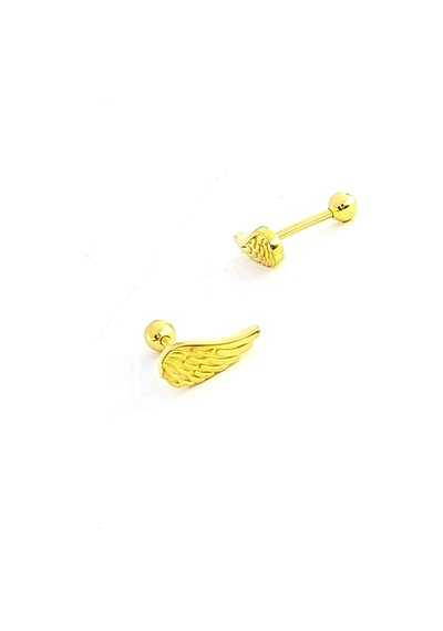 Melek Kanadı Figürlü 925ayar Gümüş Altın Tragus Kıkırdak Piercing Altın