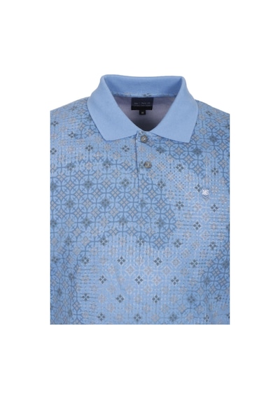 Erkek Polo Yaka Tişört Mavi Slim Fit Ribanalı Kol Pamuklu Baskılı T-shirt Ncs Jeans 1252-mavi Mavi
