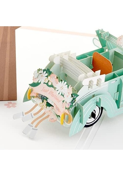 Signature Paper Wonder Pop Up Düğün Kartı Klasik Araba, Yeni Evlenmiş 5rzh1207