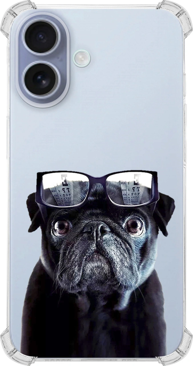 Apple Uyumlu iPhone 16 İle Köpek 3 Baskılı Köşe Korumalı Antişok Şeffaf Kılıf