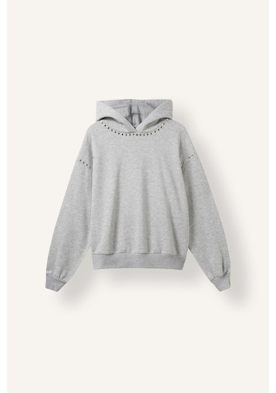 Defacto Boxy Fıt Kapüşonlu İşlemeli Kalın Sweatshirt I3345ax26wngr93 Gri-gr93