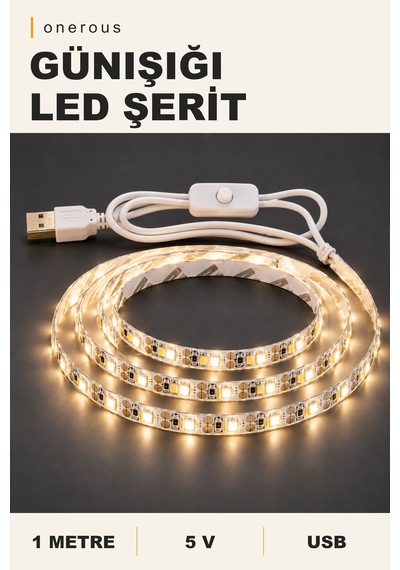 Onerous 1 M 5v Günışığı Led Şerit, Anahtarlı, Usb