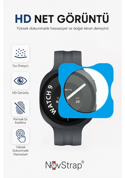 Novstrap Samsung Galaxy Watch 9 40mm İle Uyumlu 9h Temperli Cam Ekran Koruyucu Uygulama Aparatlı