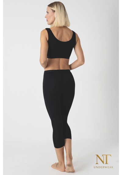 Nt Underwear Kadın Bambu Kapri Tayt Hafif, Rahat, Terletmeyen Siyah