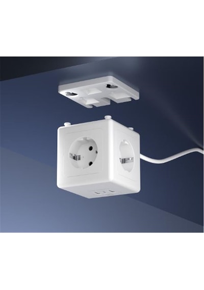 S-link Prz04 4 Soketli 2 Usb 1 Type-c Pd20 2m 306 Joule Tam Bakır Küp Beyaz Akım Korumalı Priz 0 M