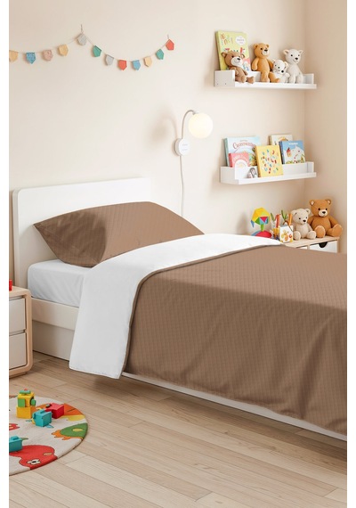 Vizon Kapitone Genç Odası Tek Kişilik Pike Takımı - Modern Bej 160x220 Cm Kapitone Yatak Örtüsü Sabahçı Papatya Anısı