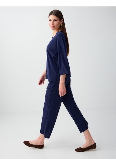 Jimmy Key Lacivert Beli Bağlamalı Rahat Bol Paça Jogger Pantolon 6sw117236494