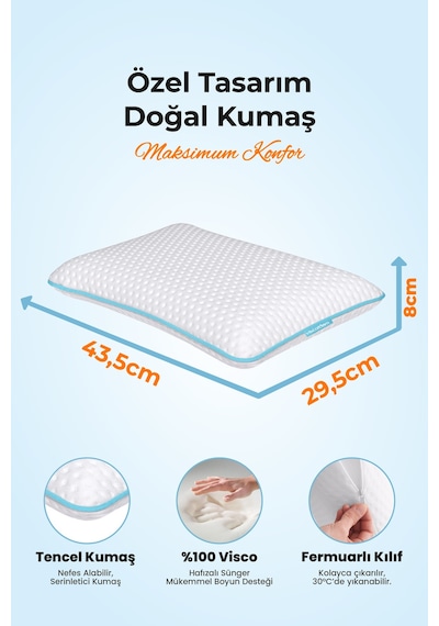 Viscofoam Ortopedik Bebek Yastığı Visco Bebek Yastığı 45 x 30 x 8 CM