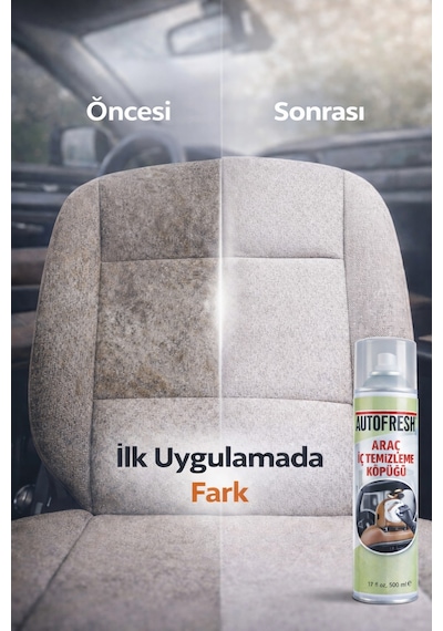 Autofresh Araç İç Temizleyici Köpük Sprey 500 Ml Oto Koltuk, Tavan, Döşeme Ve Torpido Temizleme Köpüğü