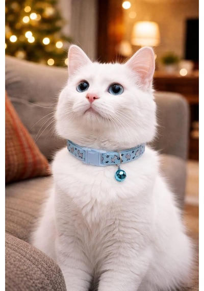 Kedi Boyun Tasması Zilli Ve Ayarlanabilir Mavi