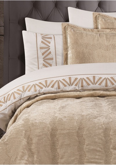 Goldroom Home Verona Nakışlı Çeyiz Seti 8 Parça Vizon