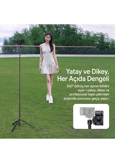 Ulanzi Mt-44 149cm 2si 1 Arada Hızlı Açılır Selfie Çubuğu Tripod Telefon Kamera Uyumlu - 2502e