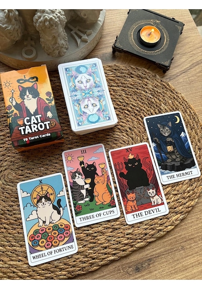 Kedi Tarot Destesi 78 Kart - Arındırma Kesesi Hediyeli