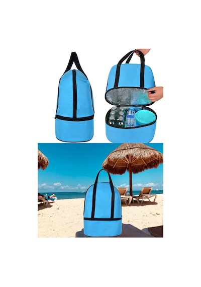 Next Craft Plaj Çantası Isı Yalıtımlı Termos Sıcak Soğuk Tutucu 2 Bölmeli 26 Lt. Kapasiteli Kamp Outdoor Piknik Mavi