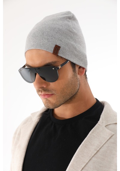 Ritagarcia Unisex Etiket Detaylı Pamuklu Penye Bere Kışlık Mevsimlik Beanie Bere Gri