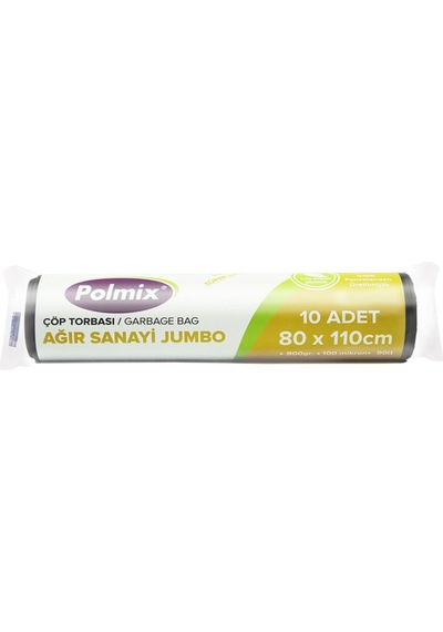 Polmix Ağır Sanayi Jumbo Boy Çöp Torbası 100 Mikron 800 G 10 Adet Siyah 80 x 110 CM