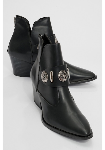 Luvishoes Luvi Shoes Kenda Siyah Cilt Arkadan Fermuarlı Tokalı Kadın Kalın Topuklu Bot Sıyah Cılt Luvishoes Luvi Shoes Kenda Siyah Cilt Arkadan Fermuarlı Tokalı Kadın Kalın Topuklu Bot Sıyah Cılt