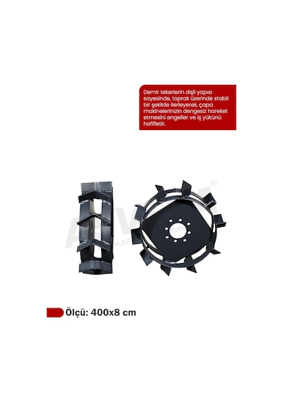 Asvera Çapa Makinesi Demir Teker Takımı 4.00-8 - 5-7.5 Hp Uyumlu Arazi Tipi Demir Tekerlek