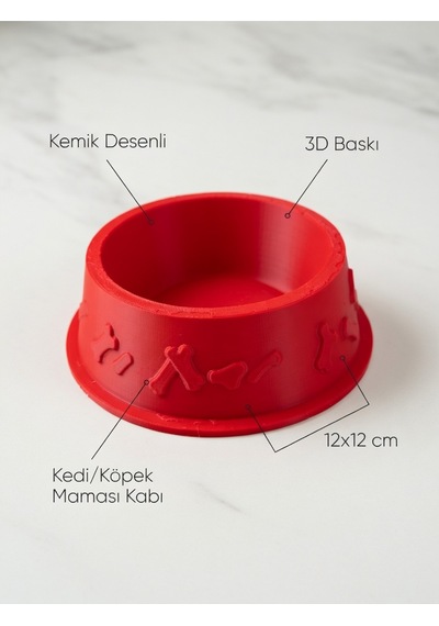 Kemik Desenli Mama Kabı 3d Baskı Kedi Köpek Mama Ve Su Kabı 12cm
