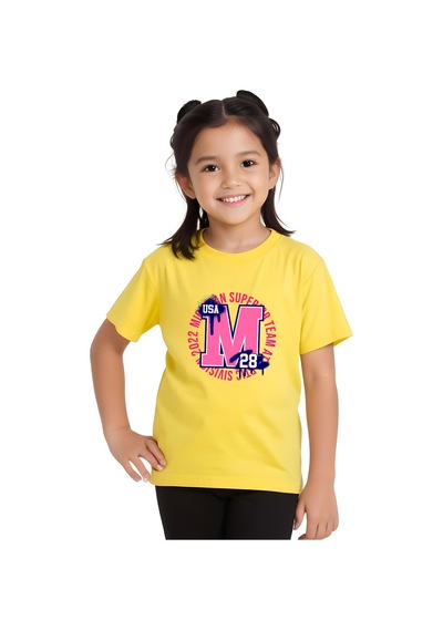 Panios Kids M 28 Baskılı Kız Çocuk Kısa Kollu T-shirt Sarı