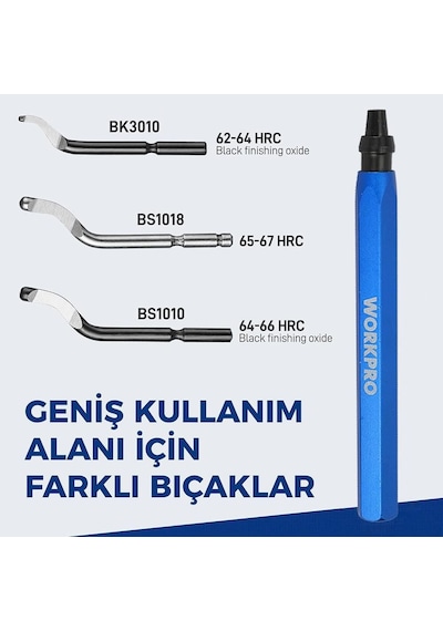 Workpro Wp309010 Profesyonel Çapak Temizleme Kalemi + 3 Parça Bıçak Fr Wp309010