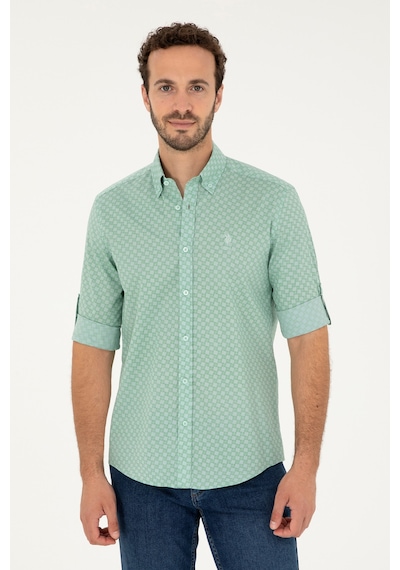 U.s. Polo Assn. Erkek Su Yeşili Gömlek Desenli 50282861-vr048 Su Yeşili