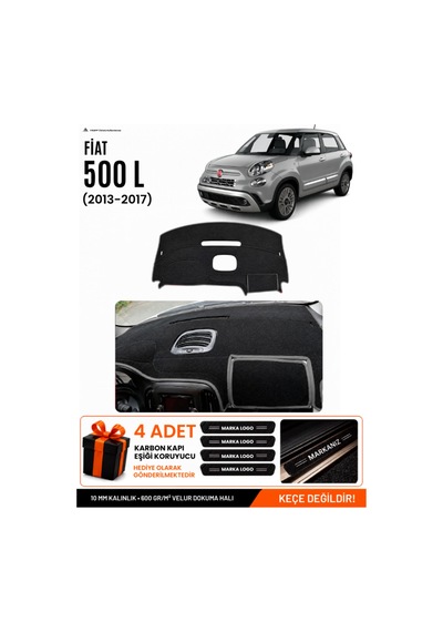 Fıat 500l 2013-2017 Uyumlu Torpido Koruma, Torpido Örtüsü, Torpido Kılıfı - Siyah Gri