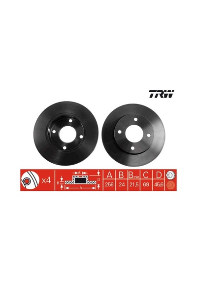 Mitsubishi Colt Ön Fren Diski 1.3 / 1.5 256 Mm 2005-2012 Trw