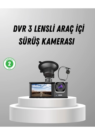 Üç Kameralı Araç Dvr Full Hd Gece Görüşlü 2 İnç Ips Ekranlı