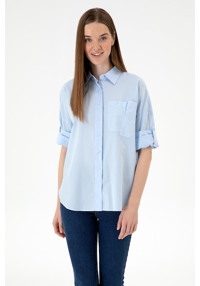 U.s. Polo Assn. Kadın Açık Mavi Gömlek Desenli 50300096-vr003 Acık Mavı