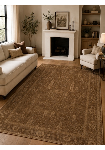 Shiraz Shr 03 Beige Vintage Eskitme Tarzı Yumuşak Dokulu Salon Halısı Oturma Odası Halısı Bej 2