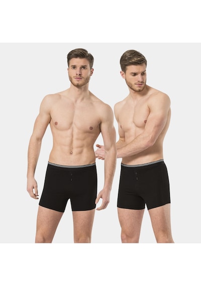 Türen Erkek Likralı Düğmeli Boxer 2'li Paket 135/siyah Siyah