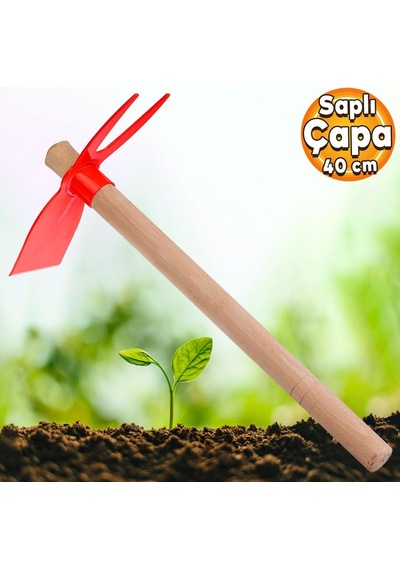 40 Cm Çift Taraflı Çapa Ahşap Saplı Bahçe Çapası, Bahçe Çapalama Aleti, Toprak Havalandırma Ve Ot Temizleme Çapası, Bahçe El Aleti