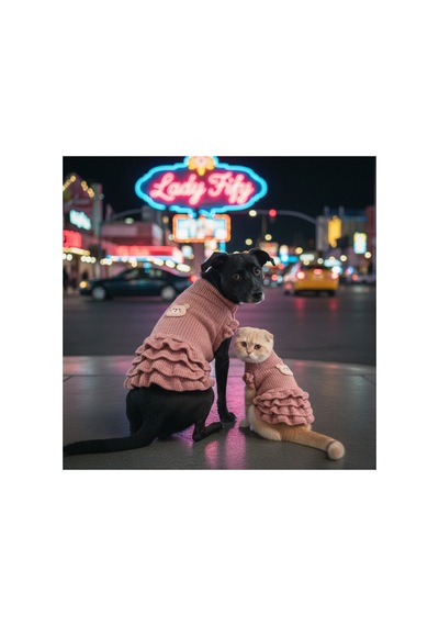 Kedi Ve Köpek İçin Pembe Simli Fırfırlı Kazak