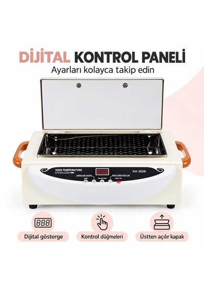 Dijital Ekranlı Kuru Isı Sterilizatörü Manikür Pedikür Metal Aletleri İçin Ayarlanabilir Sıcaklıklı Sterilizasyon Kutusu